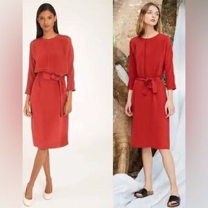 Cuyana silk fit and flare dress, M